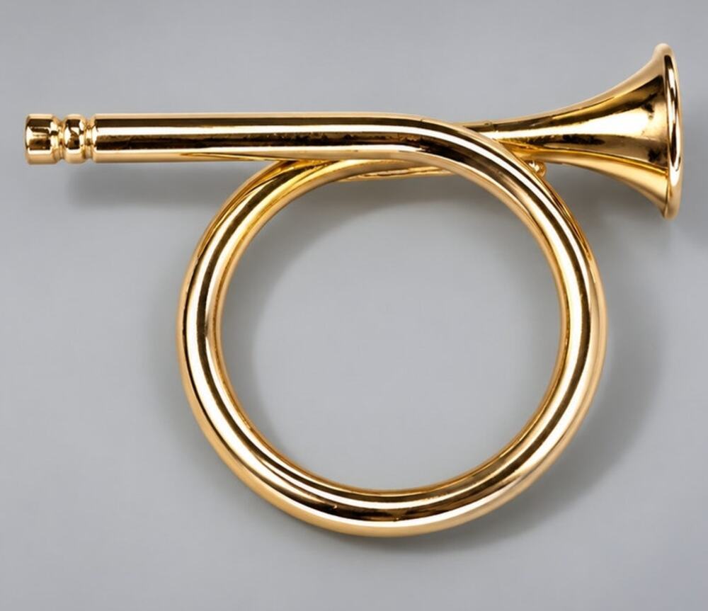 Vintage Trumpet Horn Brooch Pin 1.5” Gold-tone Unisex Musical Figural go26
